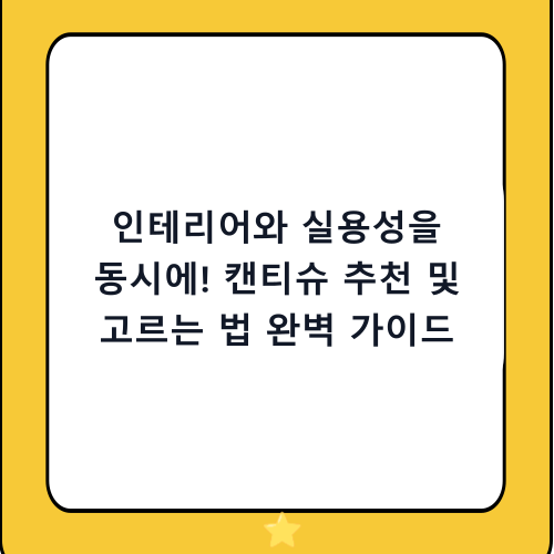 인테리어와 실용성을 동시에! 캔티슈 추천 및 고르는 법 완벽 가이드